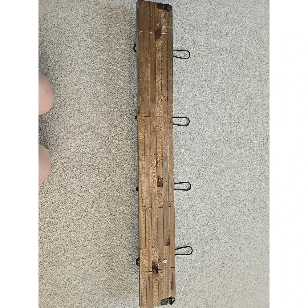 Shabby Blue Wood 4 large Coat Hooks Farmhouse 32